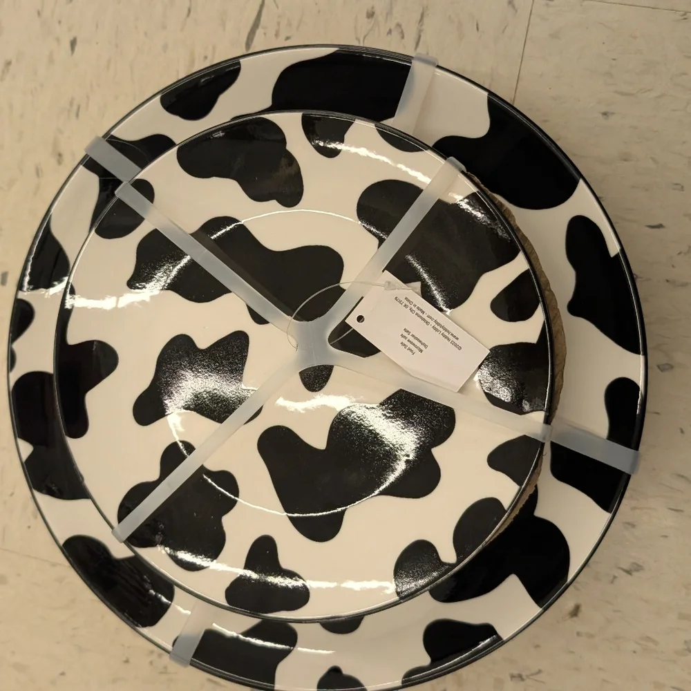 8pcs Cow Print Ceramic Plates Set For Four Dinner And Salad Plates - Picture 6 of 6